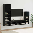 TV Wall Units Wall Mounted 4 pcs Black Oak Engineered Wood