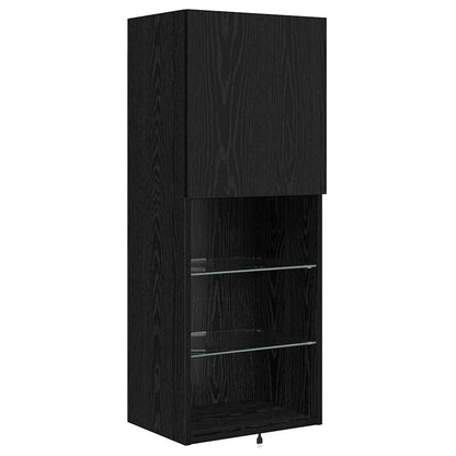 TV Wandmeubels Wandgemonteerd 4 pcs Zwart Eiken Bewerkt hout