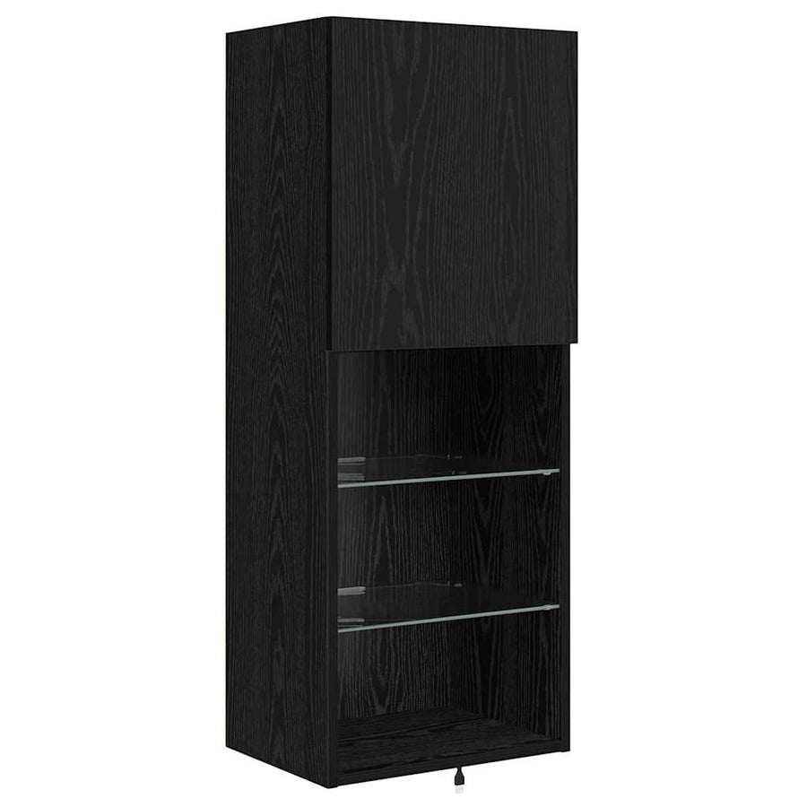 TV Wandmeubels Wandgemonteerd 4 pcs Zwart Eiken Bewerkt hout