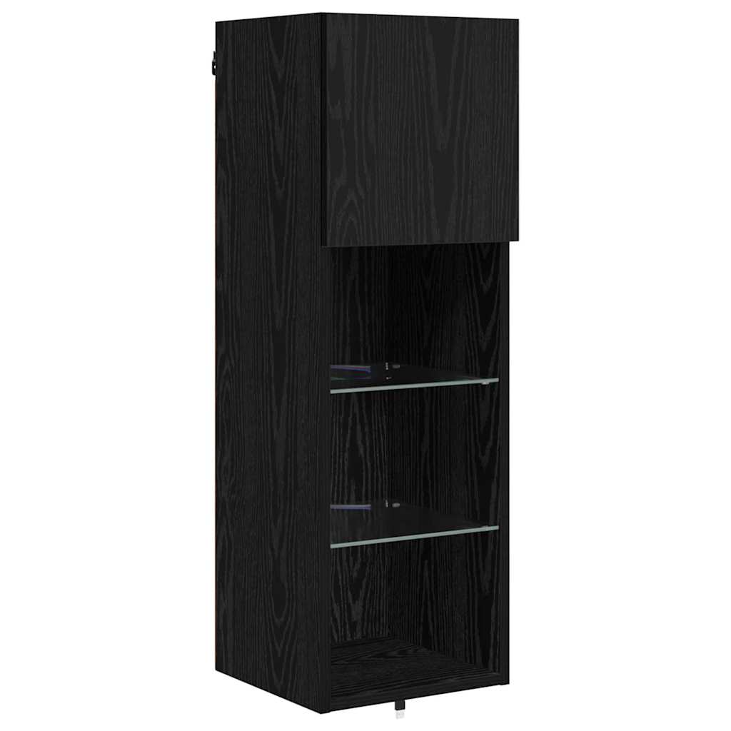 TV Wandmeubels Wandgemonteerd 4 pcs Zwart Eiken Bewerkt hout