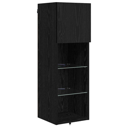TV Wandmeubels Wandgemonteerd 4 pcs Zwart Eiken Bewerkt hout