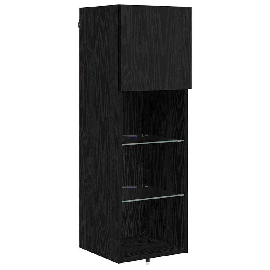 TV Wandmeubels Wandgemonteerd 4 pcs Zwart Eiken Bewerkt hout
