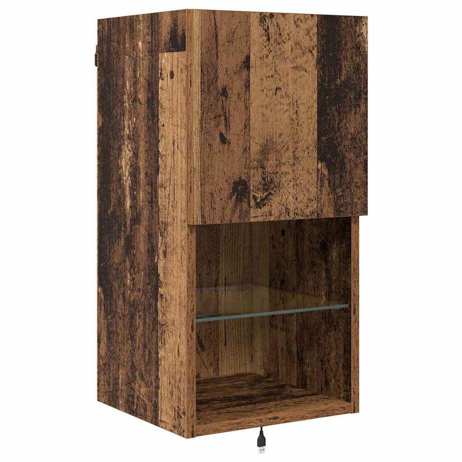 TV Wandmeubels met LED-striplichten Oud Hout Bewerkt hout