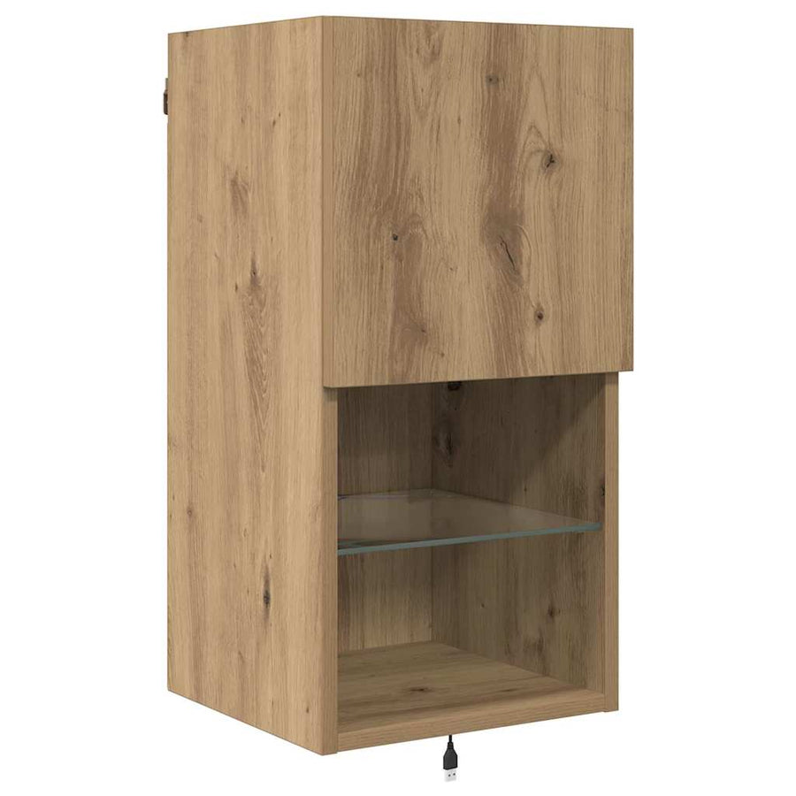 TV Wandmeubels met LED-striplichten Artisan Eiken Bewerkt hout