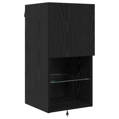 TV Wandmeubels met LED-striplichten Zwart Eiken Bewerkt hout