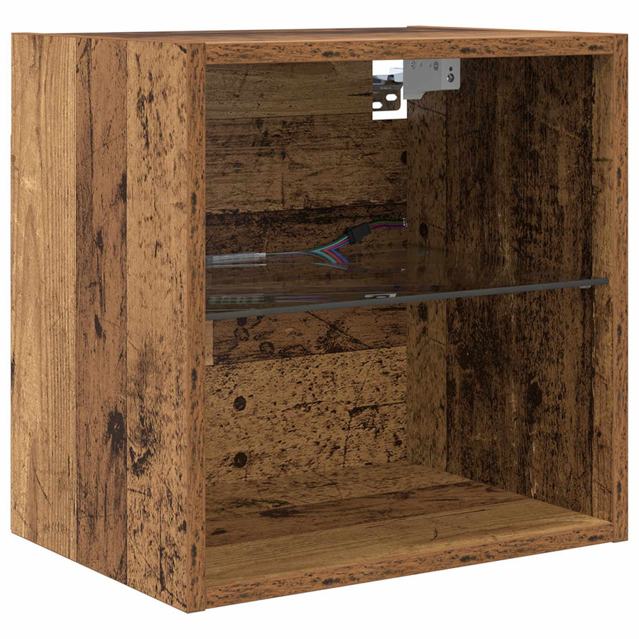 TV Wand Eenheden met LED Wandgemonteerd 5 stuks Oud Hout Bewerkt hout