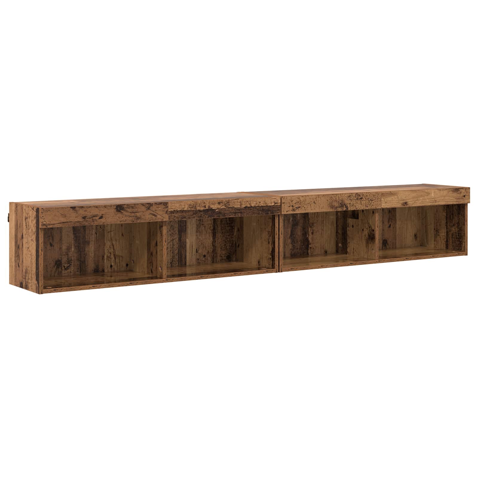 TV Wand Eenheden met LED Wandgemonteerd 5 stuks Oud Hout Bewerkt hout