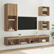 TV wandkast set 5 delen artisan eiken bewerkt hout