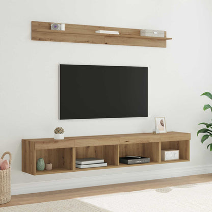 TV Wandkast Set Wandgemonteerd 5 pcs Artisan Eiken Bewerkt hout