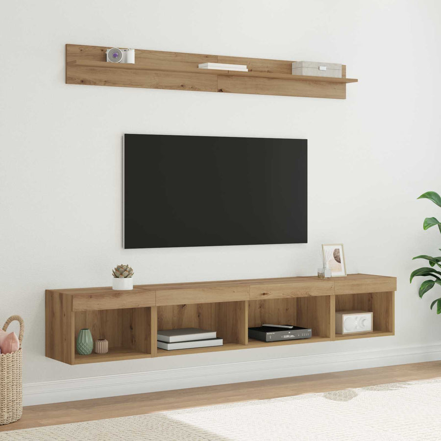 TV Wandkast Set Wandgemonteerd 5 pcs Artisan Eiken Bewerkt hout