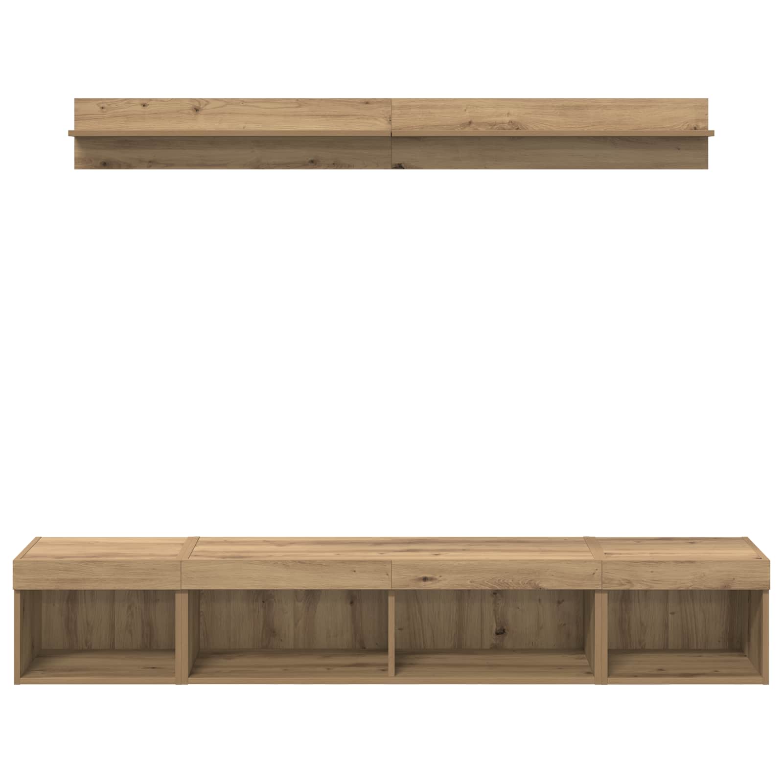 TV Wandkast Set Wandgemonteerd 5 pcs Artisan Eiken Bewerkt hout