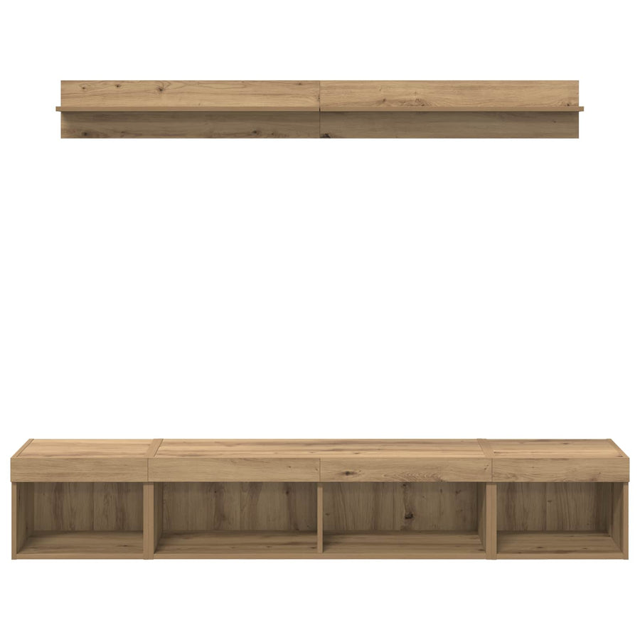 TV Wandkast Set Wandgemonteerd 5 pcs Artisan Eiken Bewerkt hout