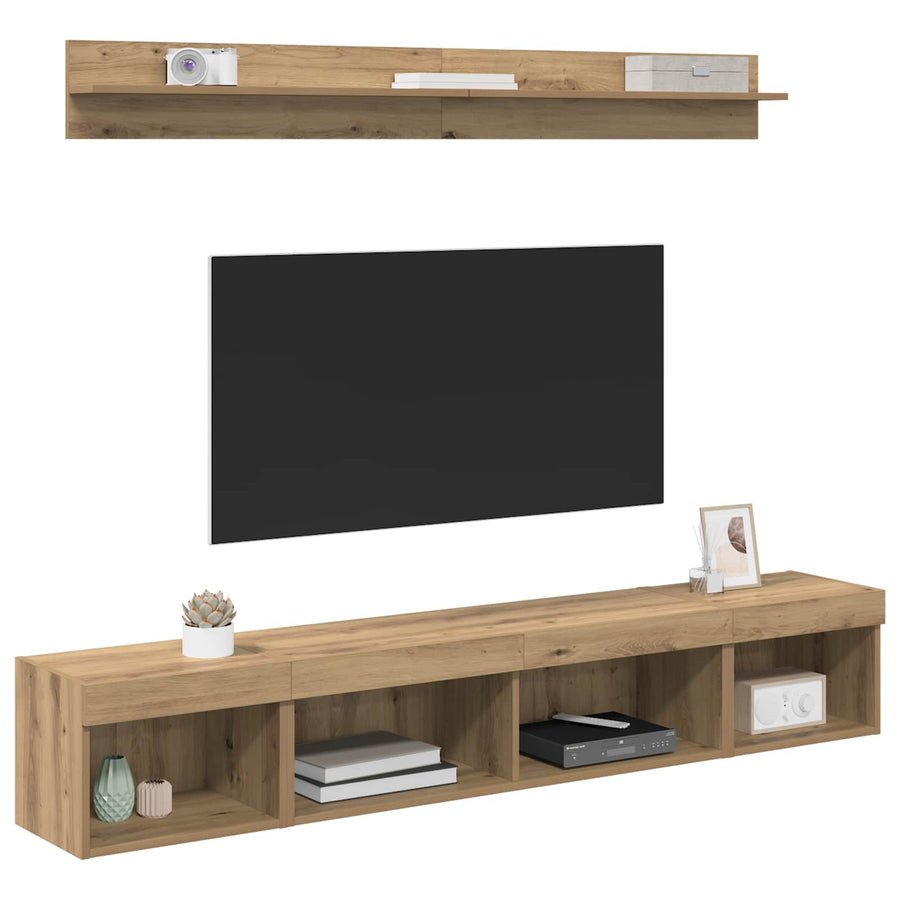TV Wandkast Set Wandgemonteerd 5 pcs Artisan Eiken Bewerkt hout