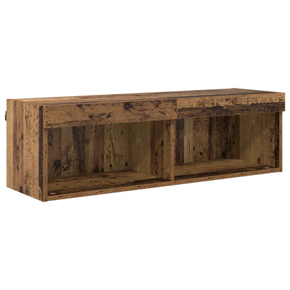 TV Wand Eenheden met LED Wandgemonteerd 6 pcs Oudhout Bewerkt hout