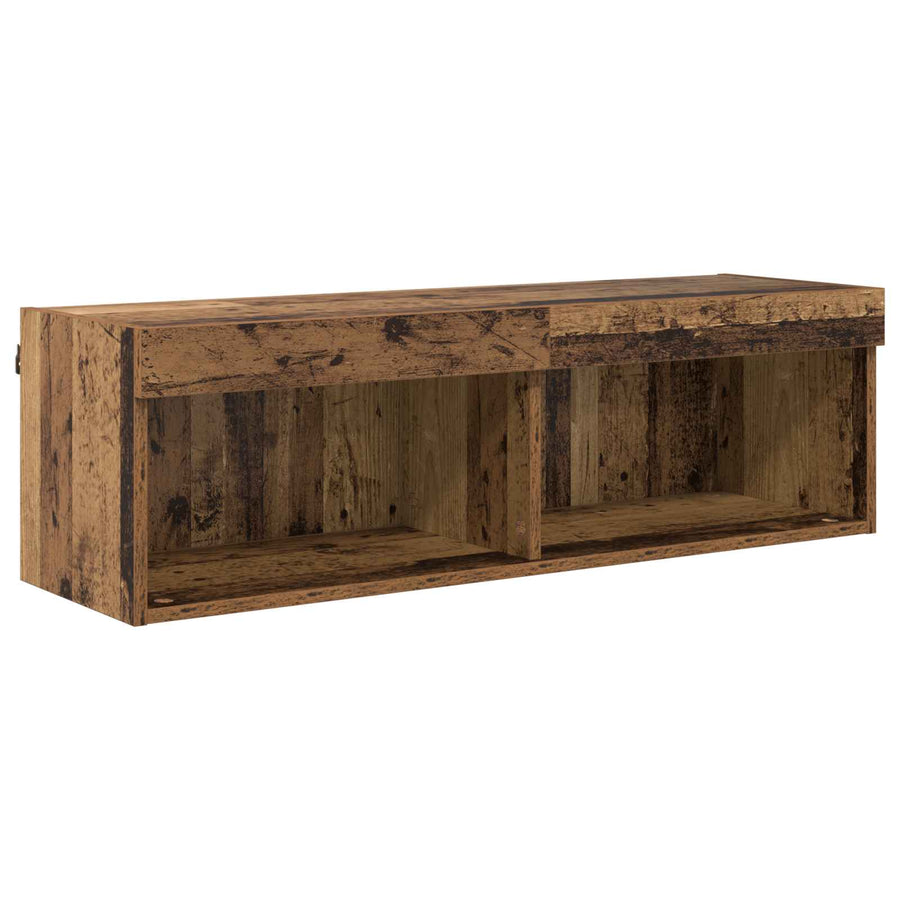 TV Wand Eenheden met LED Wandgemonteerd 6 pcs Oudhout Bewerkt hout