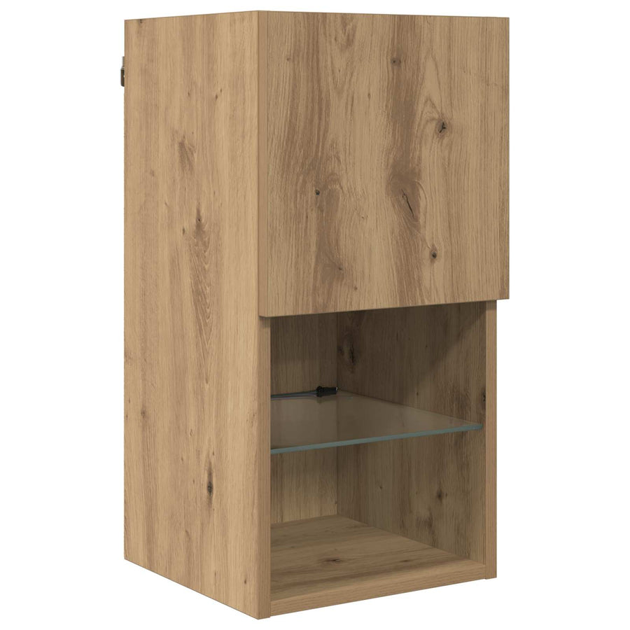 TV Wand Eenheden met LED 6 pcs Artisan Eiken Bewerkt hout