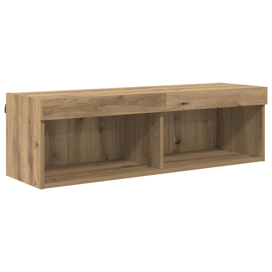 TV Wand Eenheden met LED 6 pcs Artisan Eiken Bewerkt hout