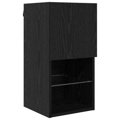 TV Wand Eenheden met LED 6 pcs Zwart Eiken Bewerkt hout