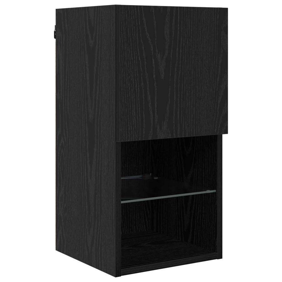 TV Wand Eenheden met LED 6 pcs Zwart Eiken Bewerkt hout