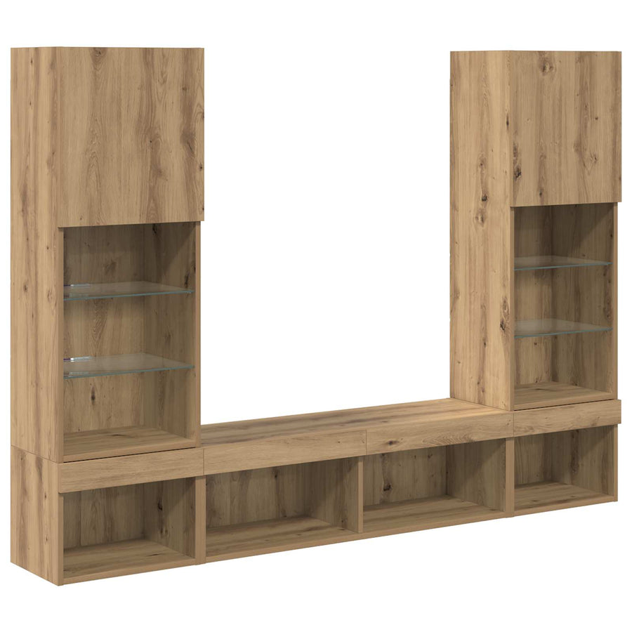 TV Wand Eenheden met LED 5 stuks Artisan Eiken 40,5 x 30 x 102 cm