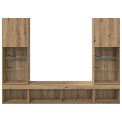 TV Wand Eenheden met LED 5 stuks Artisan Eiken 40,5 x 30 x 102 cm