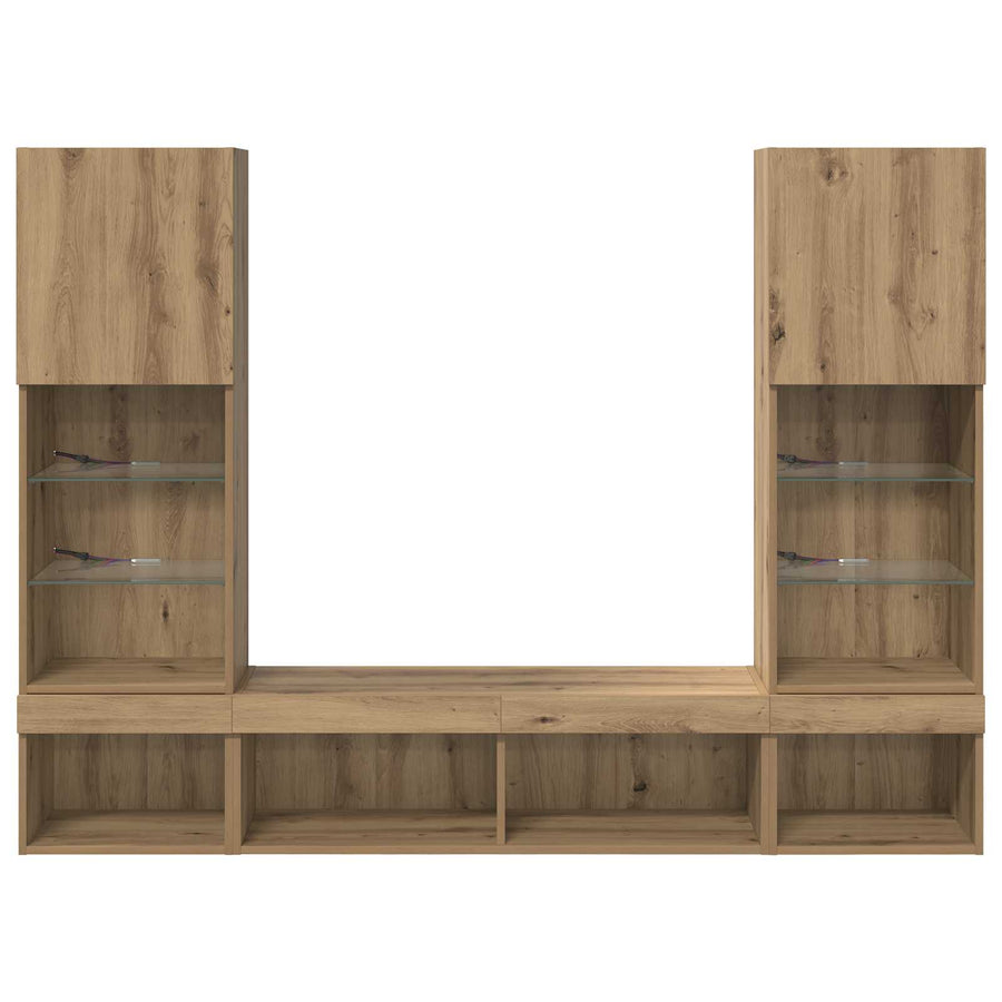 TV Wand Eenheden met LED 5 stuks Artisan Eiken 40,5 x 30 x 102 cm