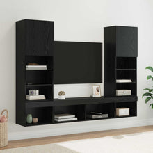 TV Wand Eenheden met LED 5 stuks Zwart Eiken 40,5 x 30 x 102 cm