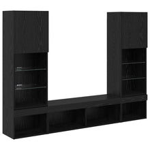 TV Wand Eenheden met LED 5 stuks Zwart Eiken 40,5 x 30 x 102 cm