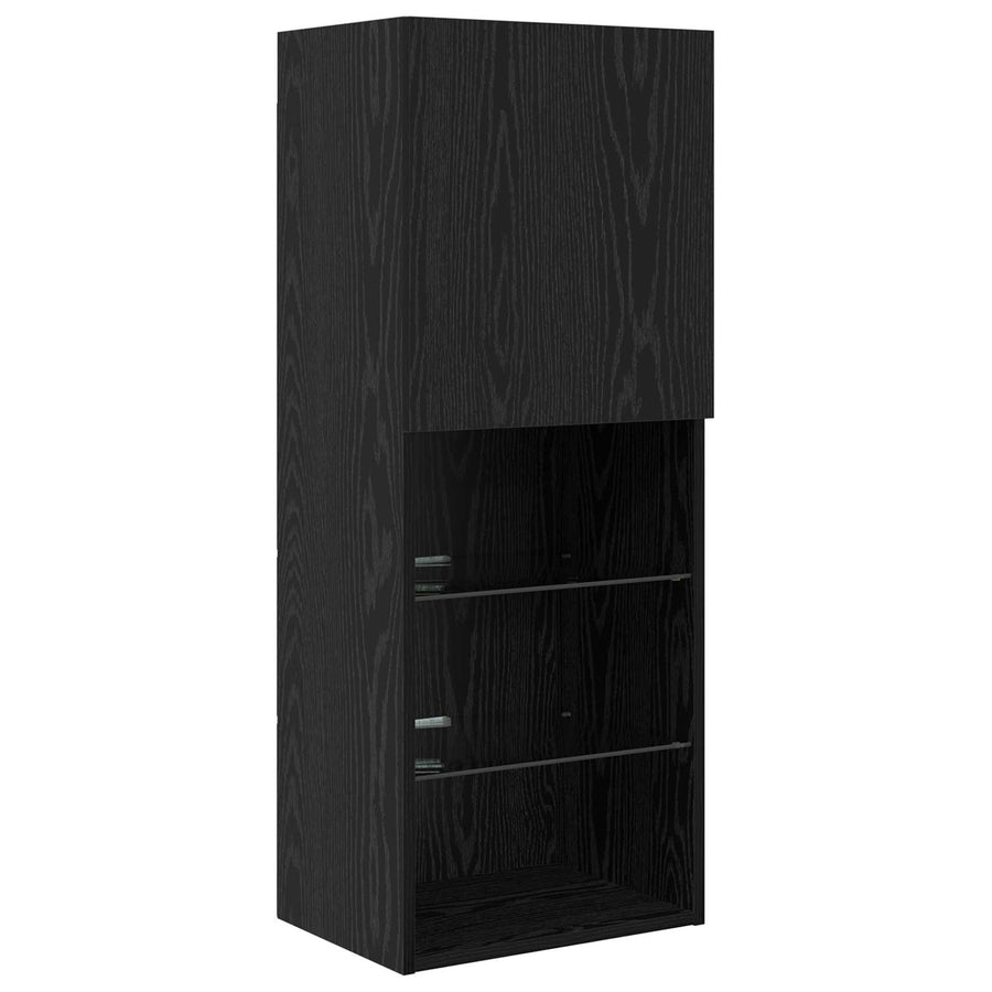 TV Wand Eenheden met LED 5 stuks Zwart Eiken 40,5 x 30 x 102 cm