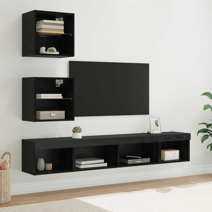TV Wand Eenheden met LED 5 stuks Zwart Eiken 100 x 30 x 30 cm