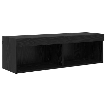 TV Wand Eenheden met LED 5 stuks Zwart Eiken 100 x 30 x 30 cm