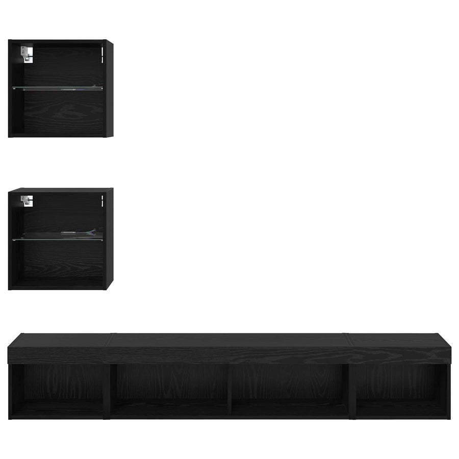 TV Wand Eenheden met LED 5 stuks Zwart Eiken 100 x 30 x 30 cm