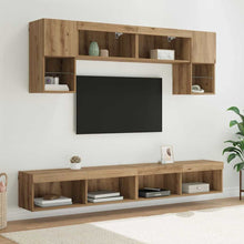 TV Wand Eenheden met LED 6 pcs Artisan Eiken Bewerkt hout