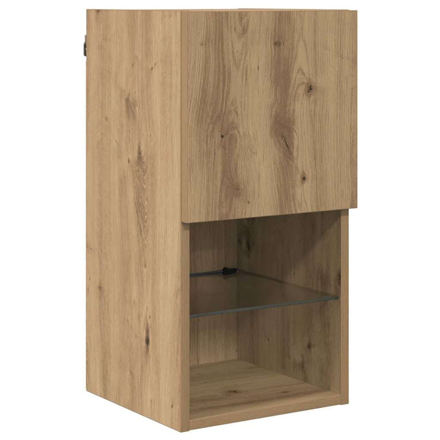 TV Wand Eenheden met LED 6 pcs Artisan Eiken Bewerkt hout