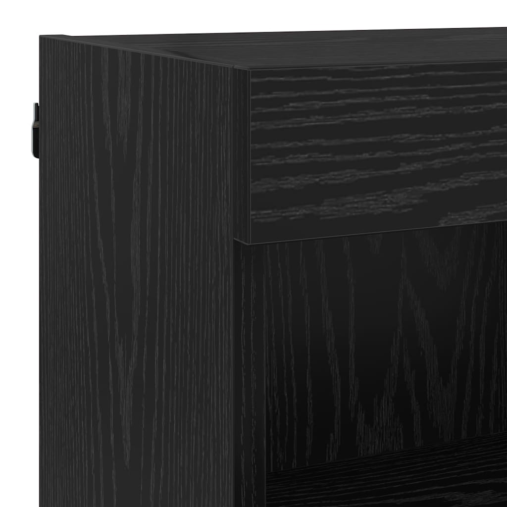 TV Wand Eenheden met LED 6 pcs Zwart Eiken Bewerkt hout