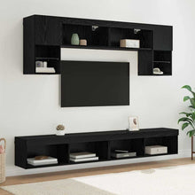 TV Wand Eenheden met LED 6 pcs Zwart Eiken Bewerkt hout