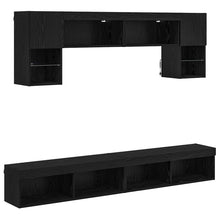 TV Wand Eenheden met LED 6 pcs Zwart Eiken Bewerkt hout