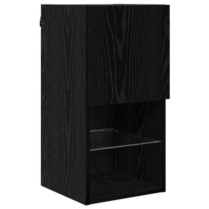 TV Wand Eenheden met LED 6 pcs Zwart Eiken Bewerkt hout