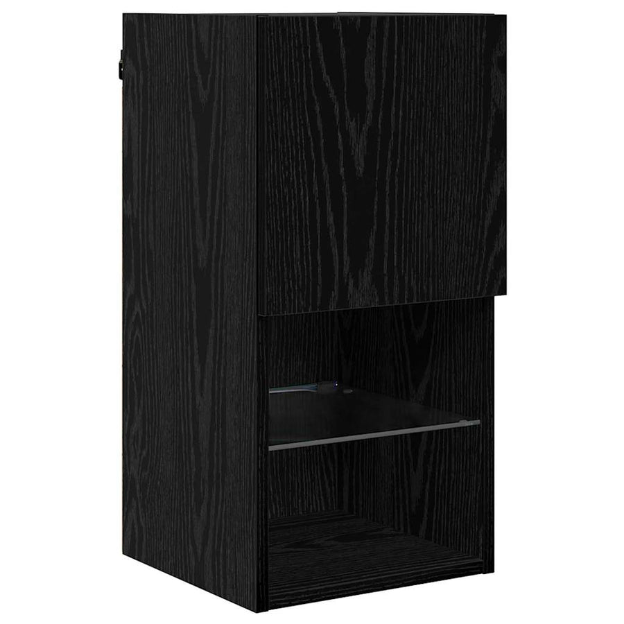 TV Wand Eenheden met LED 6 pcs Zwart Eiken Bewerkt hout