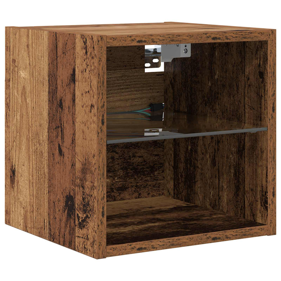 Tv-Wandmeubel Met Led-Striplichten 4 Pcs Oudhout Bewerkt Hout