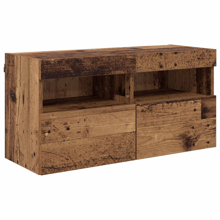 Tv Wand Eenheden Met Led 5 Stuks Oud Hout 80 X 30 X 40 Cm Bewerkt Hout