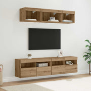 Tv meubel set 5 delen 80x30x40 cm led artisan eiken
