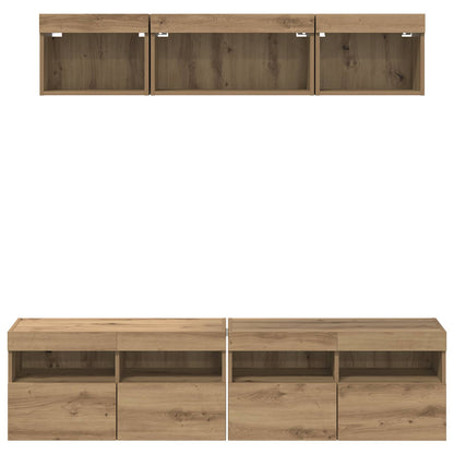 Tv Wand Eenheden Met Led 5 Stuks Artisan Eiken 80 X 30 X 40 Cm