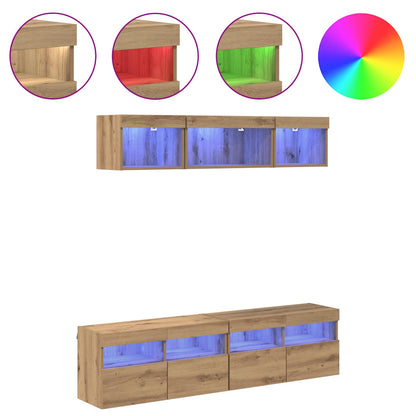 Tv Wand Eenheden Met Led 5 Stuks Artisan Eiken 80 X 30 X 40 Cm