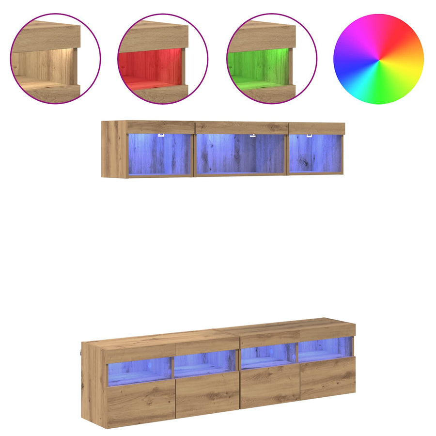 Tv Wand Eenheden Met Led 5 Stuks Artisan Eiken 80 X 30 X 40 Cm