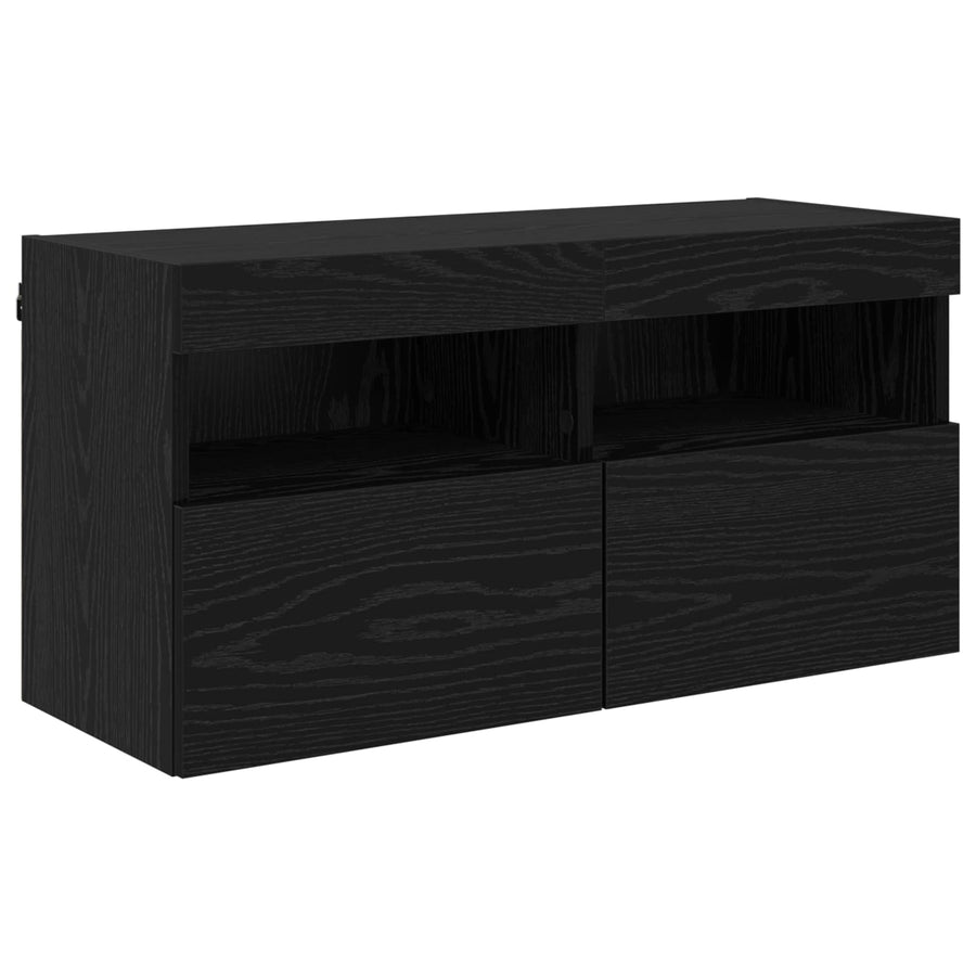 Tv Wand Eenheden Met Led 5 Stuks Zwart Eiken 80 X 30 X 40 Cm