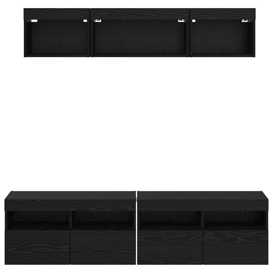 Tv Wand Eenheden Met Led 5 Stuks Zwart Eiken 80 X 30 X 40 Cm