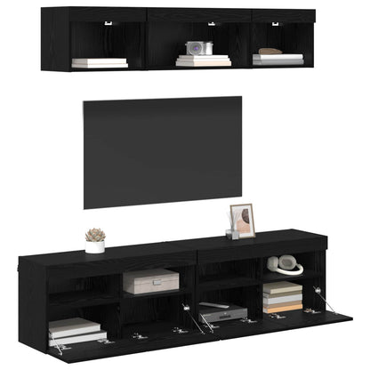 Tv Wand Eenheden Met Led 5 Stuks Zwart Eiken 80 X 30 X 40 Cm