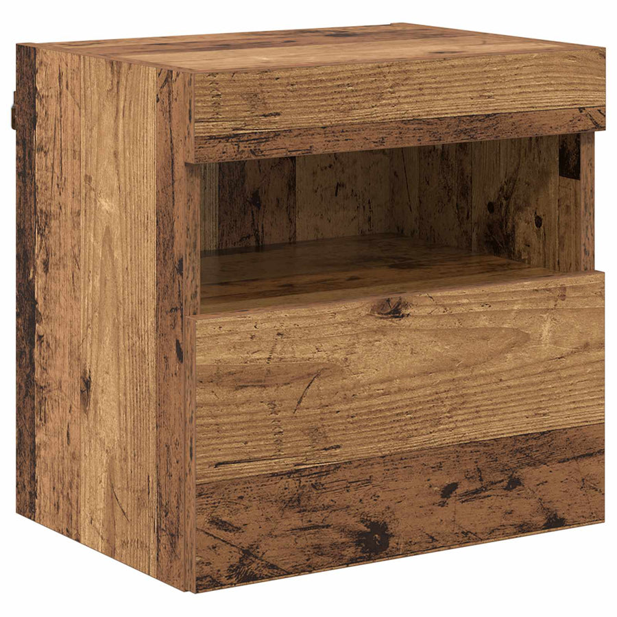 Tv Wandmeubels Met Led-Striplichten 6 Pcs Oudhout Bewerkt Hout