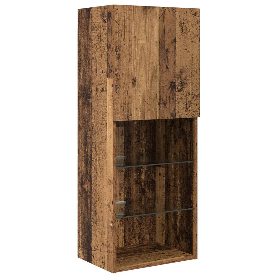 Tv Wandmeubels Met Led-Striplichten 6 Pcs Oudhout Bewerkt Hout